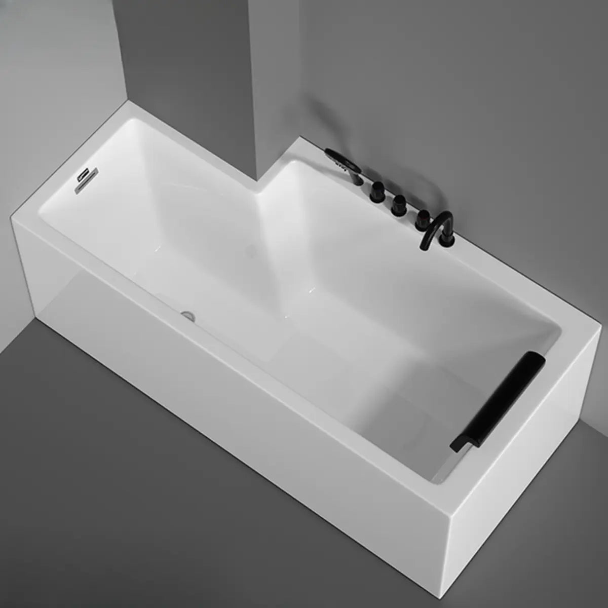 Freestanding Rectangle PMMA White Bathtub with Overflow Hole Image - 5