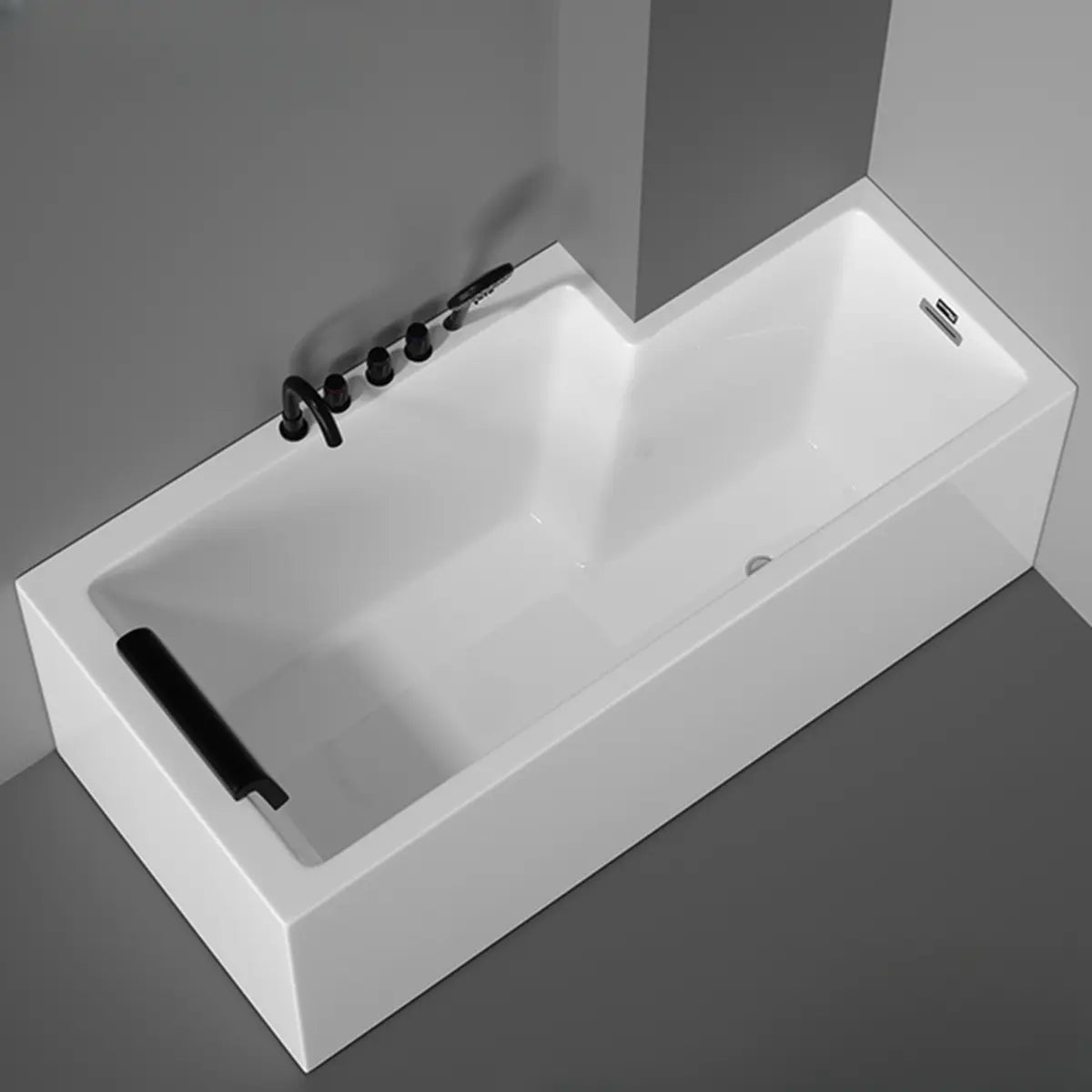 Freestanding Rectangle PMMA White Bathtub with Overflow Hole Image - 7