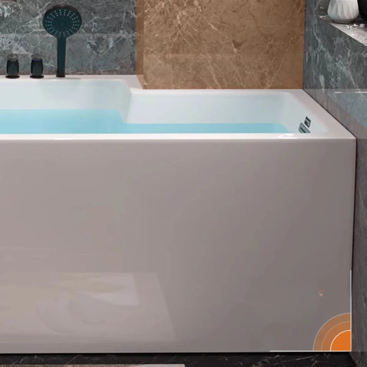 Freestanding Rectangle PMMA White Bathtub with Overflow Hole Image - 8