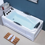 Freestanding Rectangle White Acrylic Bathtub with Handles Image - 2