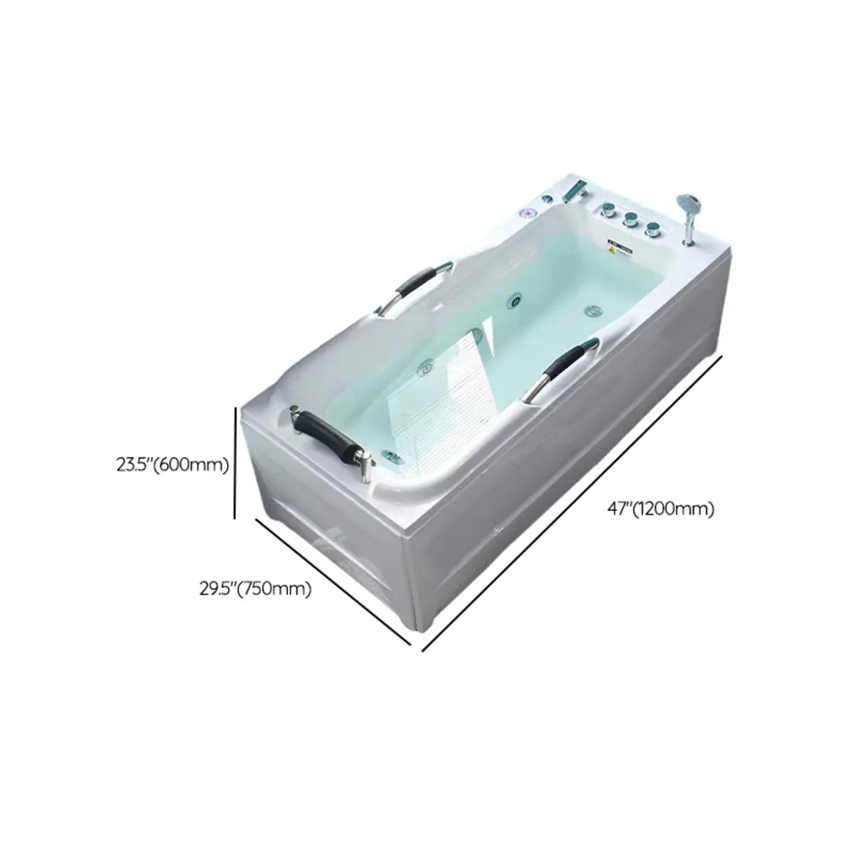 Freestanding Rectangle White Acrylic Bathtub with Storage Image - 11