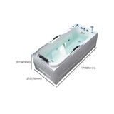 Freestanding Rectangle White Acrylic Bathtub with Storage Image - 11