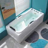 Freestanding Rectangle White Acrylic Bathtub with Storage Image - 2