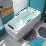 Freestanding Rectangle White Acrylic Bathtub with Storage Image - 3