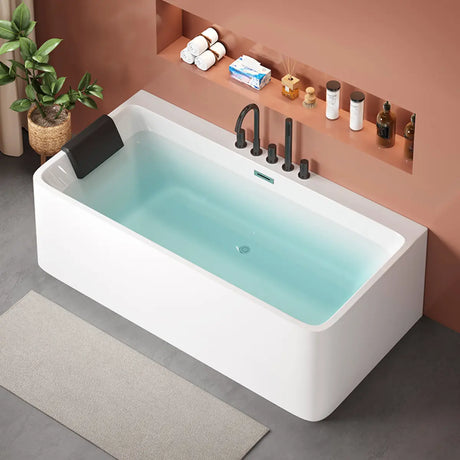 Freestanding Rectangle White Lucite Soaking Bathtub Image - 1