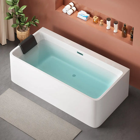 Freestanding Rectangle White Lucite Soaking Bathtub Image - 2