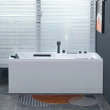 Freestanding Rectangle White PMMA Bathtub with Faucet Image - 1