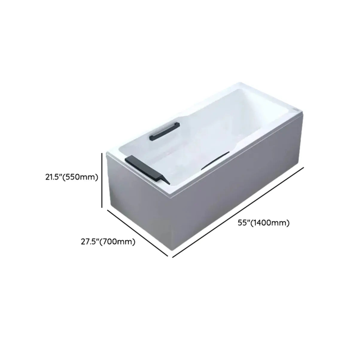 Freestanding Rectangle White PMMA Bathtub with Faucet Image - 10