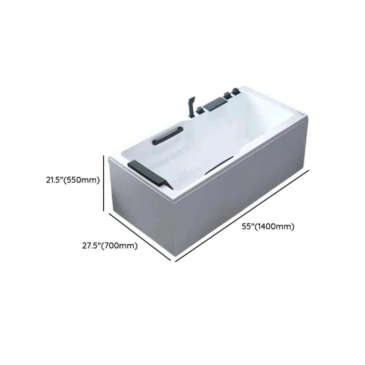 Freestanding Rectangle White PMMA Bathtub with Faucet Image - 12