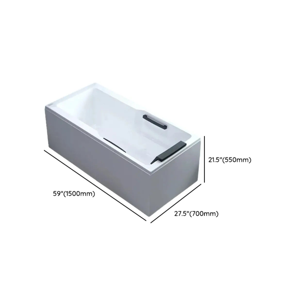 Freestanding Rectangle White PMMA Bathtub with Faucet Image - 13