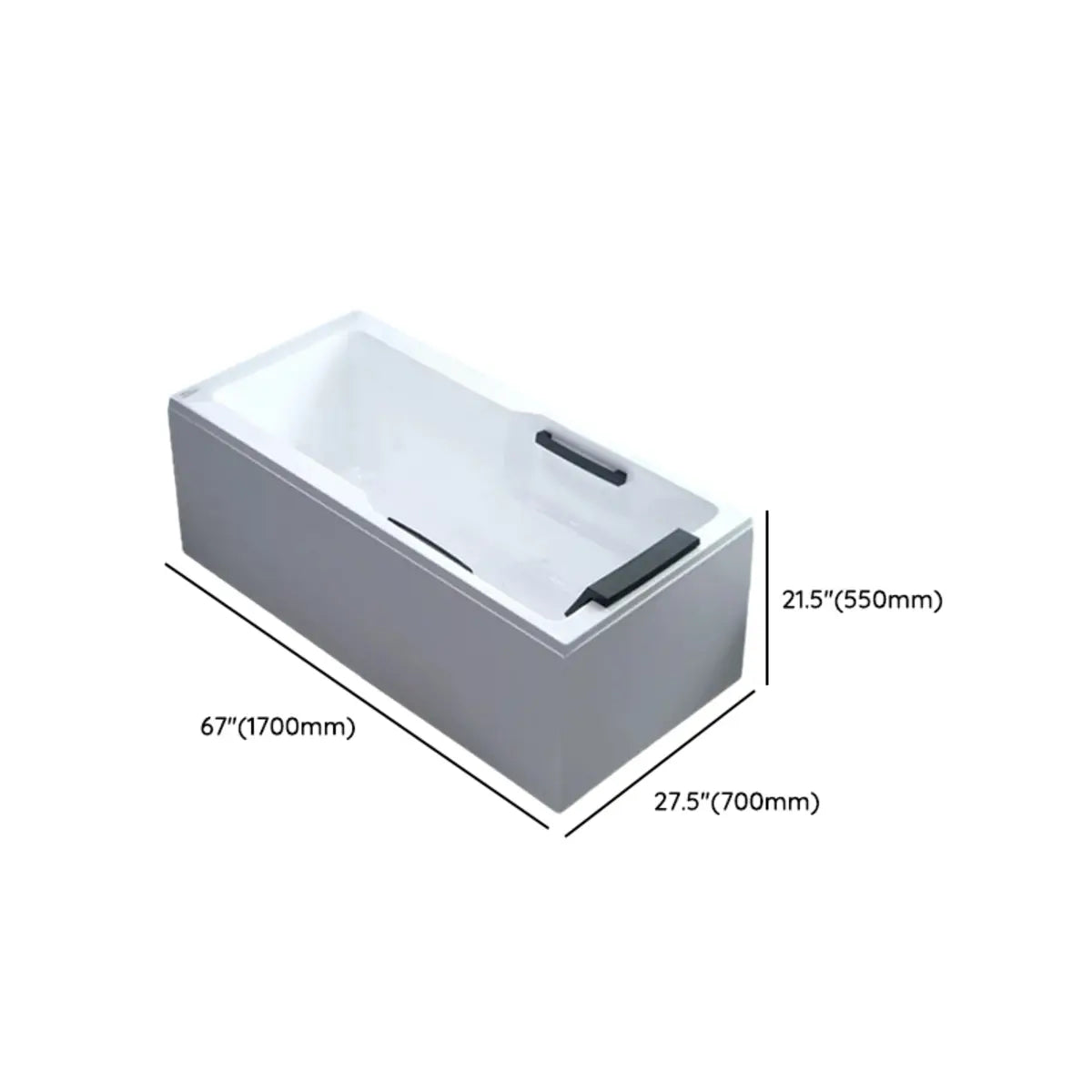 Freestanding Rectangle White PMMA Bathtub with Faucet Image - 21