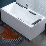 Freestanding Rectangle White PMMA Bathtub with Faucet Image - 5