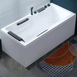 Freestanding Rectangle White PMMA Bathtub with Faucet Image - 7