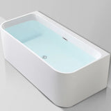 Freestanding Rectangular Acrylic White Soaking Bathtub Image - 11