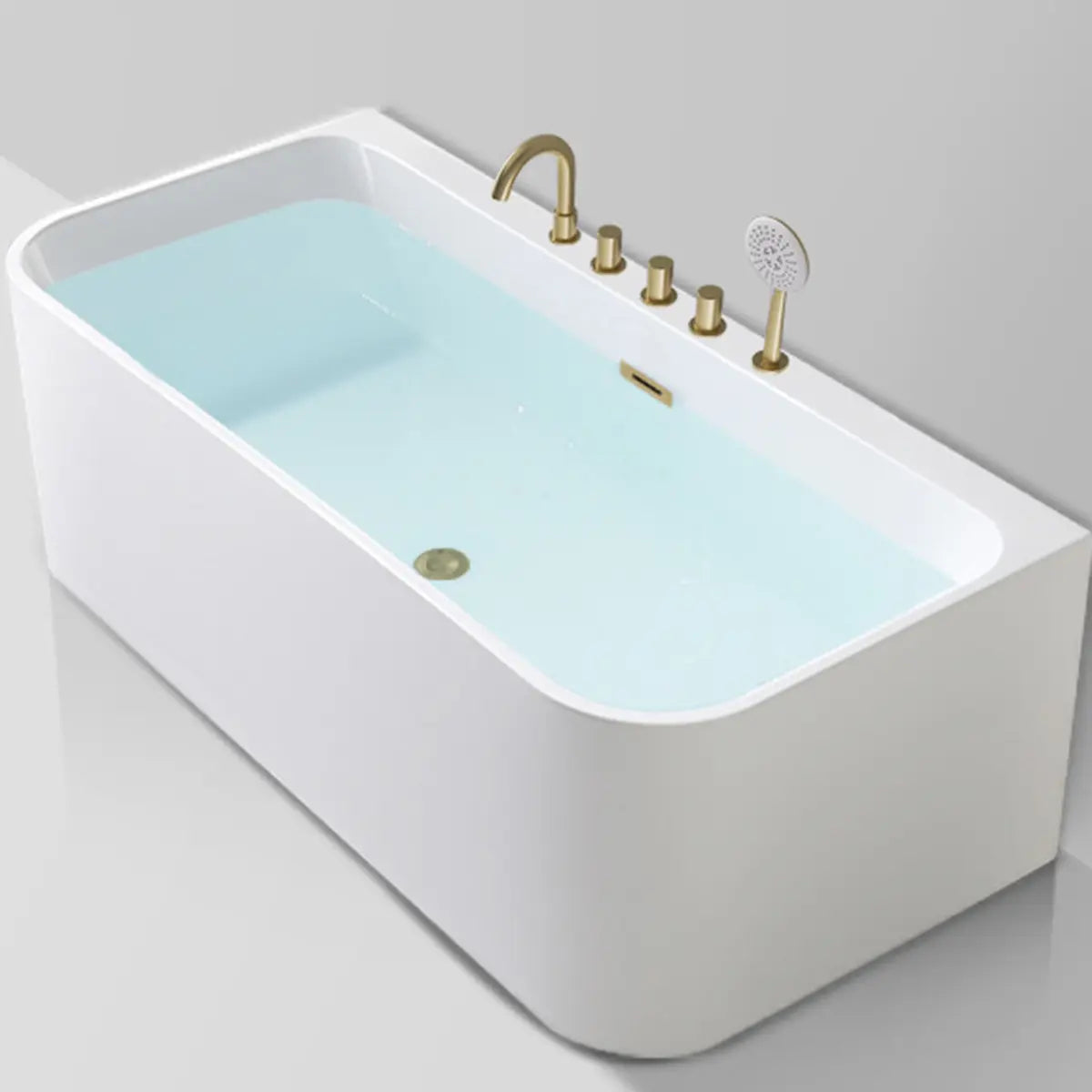 Freestanding Rectangular Acrylic White Soaking Bathtub Image - 13