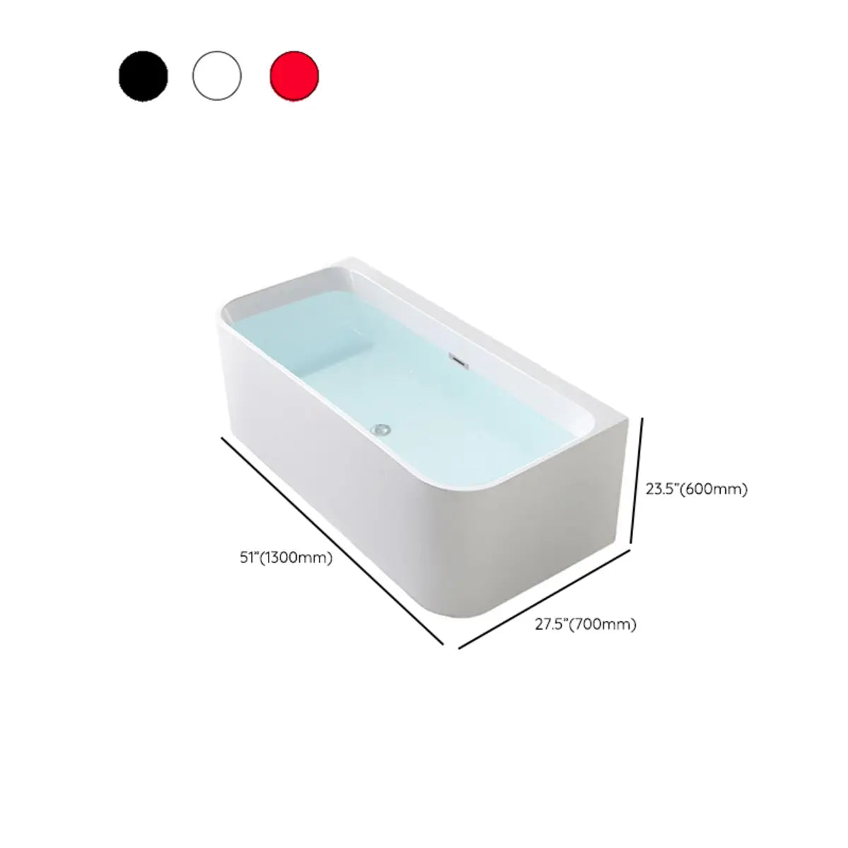 Freestanding Rectangular Acrylic White Soaking Bathtub Image - 16