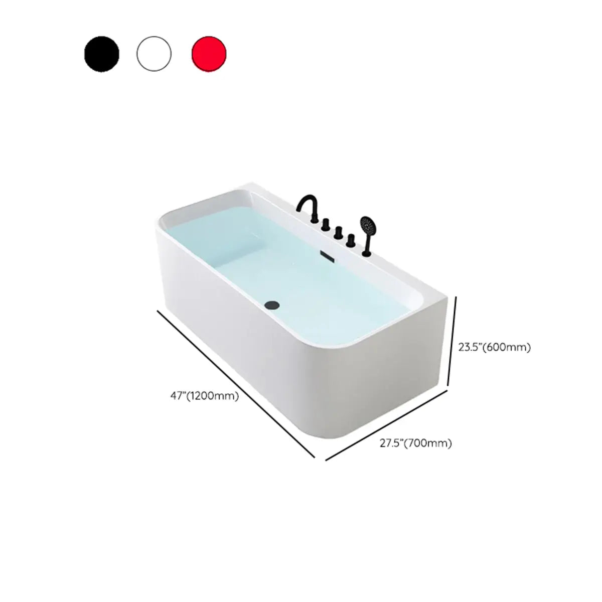 Freestanding Rectangular Acrylic White Soaking Bathtub Image - 22