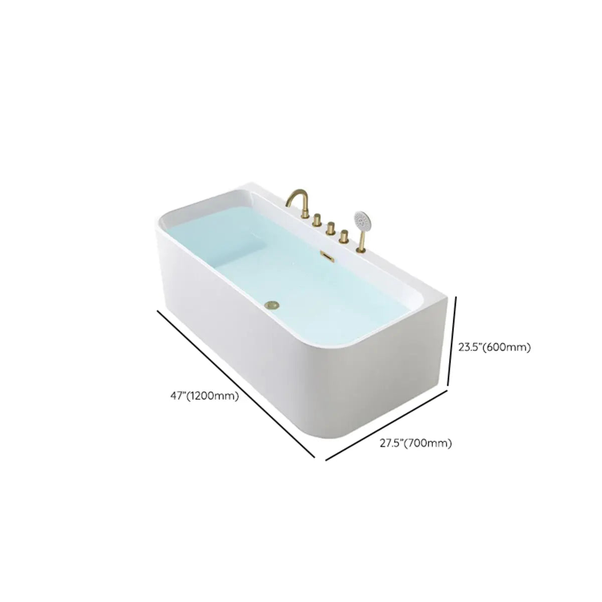 Freestanding Rectangular Acrylic White Soaking Bathtub Image - 29