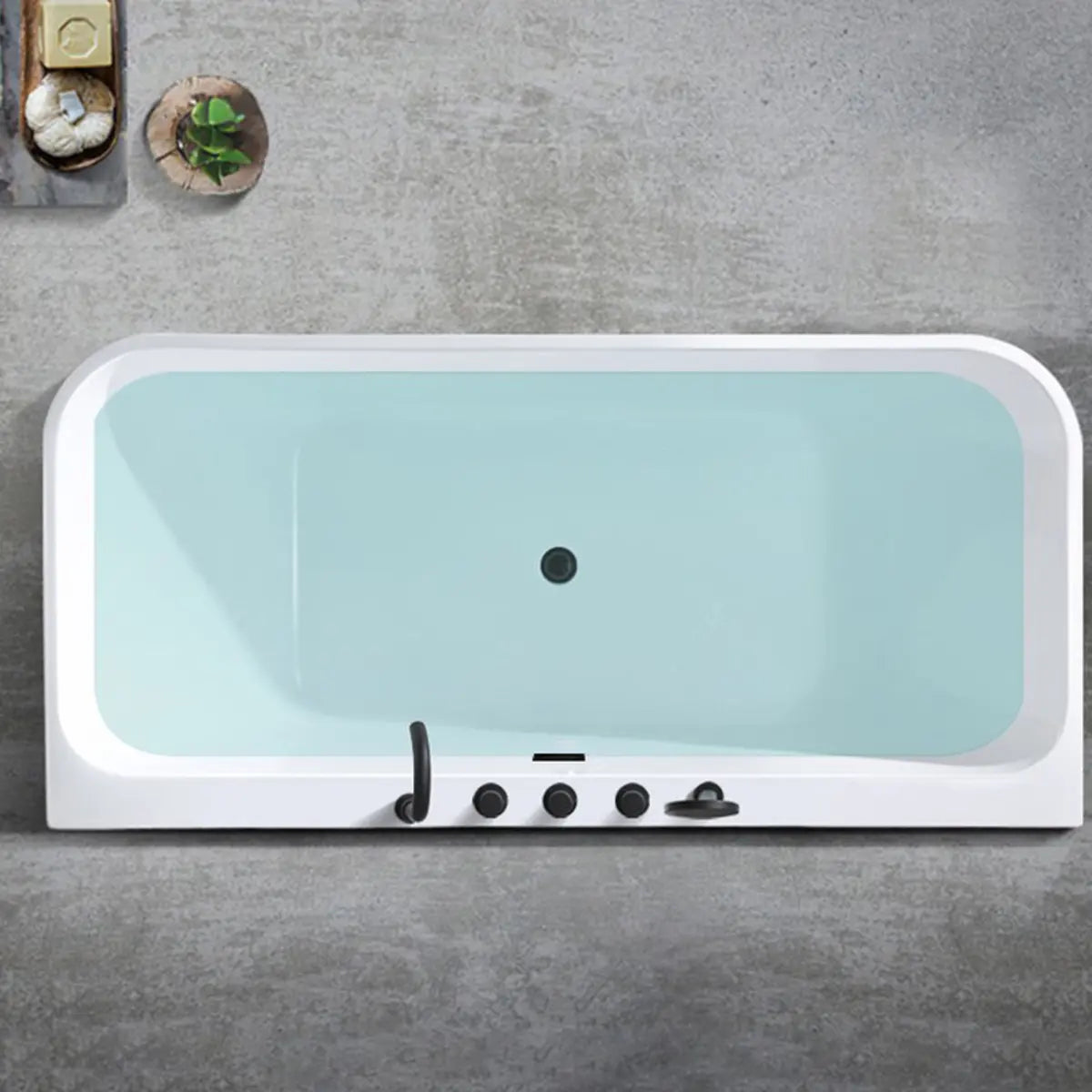 Freestanding Rectangular Acrylic White Soaking Bathtub Image - 4