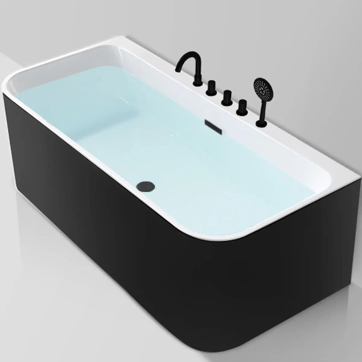 Freestanding Rectangular Acrylic White Soaking Bathtub Image - 5