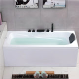 Freestanding Rectangular White Soaking Bathtub Image - 1