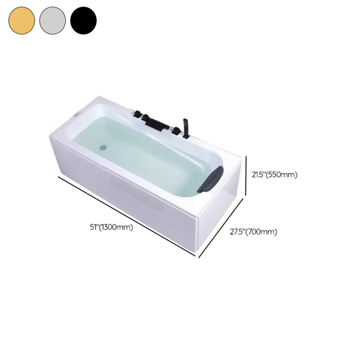 Freestanding Rectangular White Soaking Bathtub Image - 15