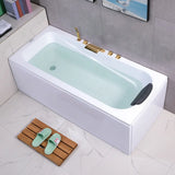 Freestanding Rectangular White Soaking Bathtub Image - 7