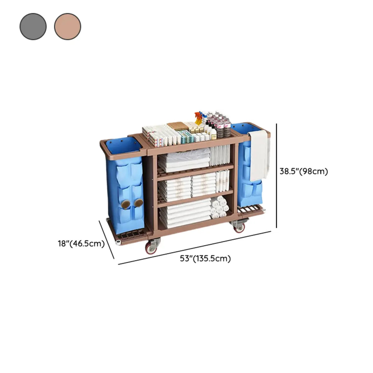 Freestanding Removable Shelf Rubber Wheel Utility Cart Image - 14