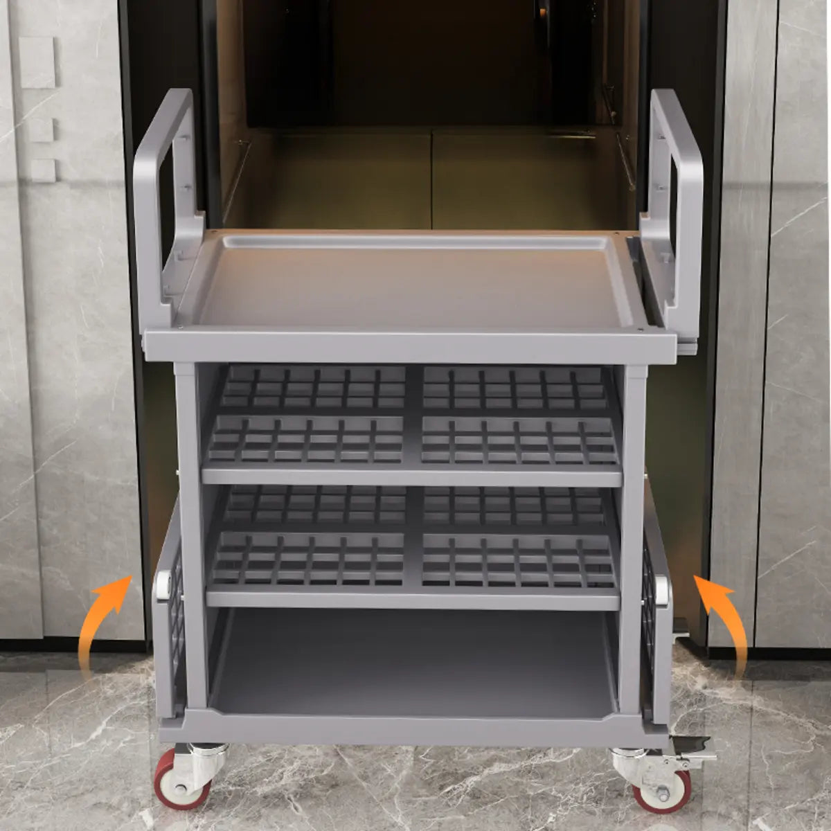 Freestanding Removable Shelf Rubber Wheel Utility Cart Image - 8