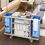 Freestanding Removable Shelf Rubber Wheel Utility Cart Image - 9