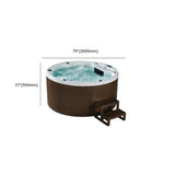 Freestanding Round Brown Wooden Heated Bathtub with Jets #size