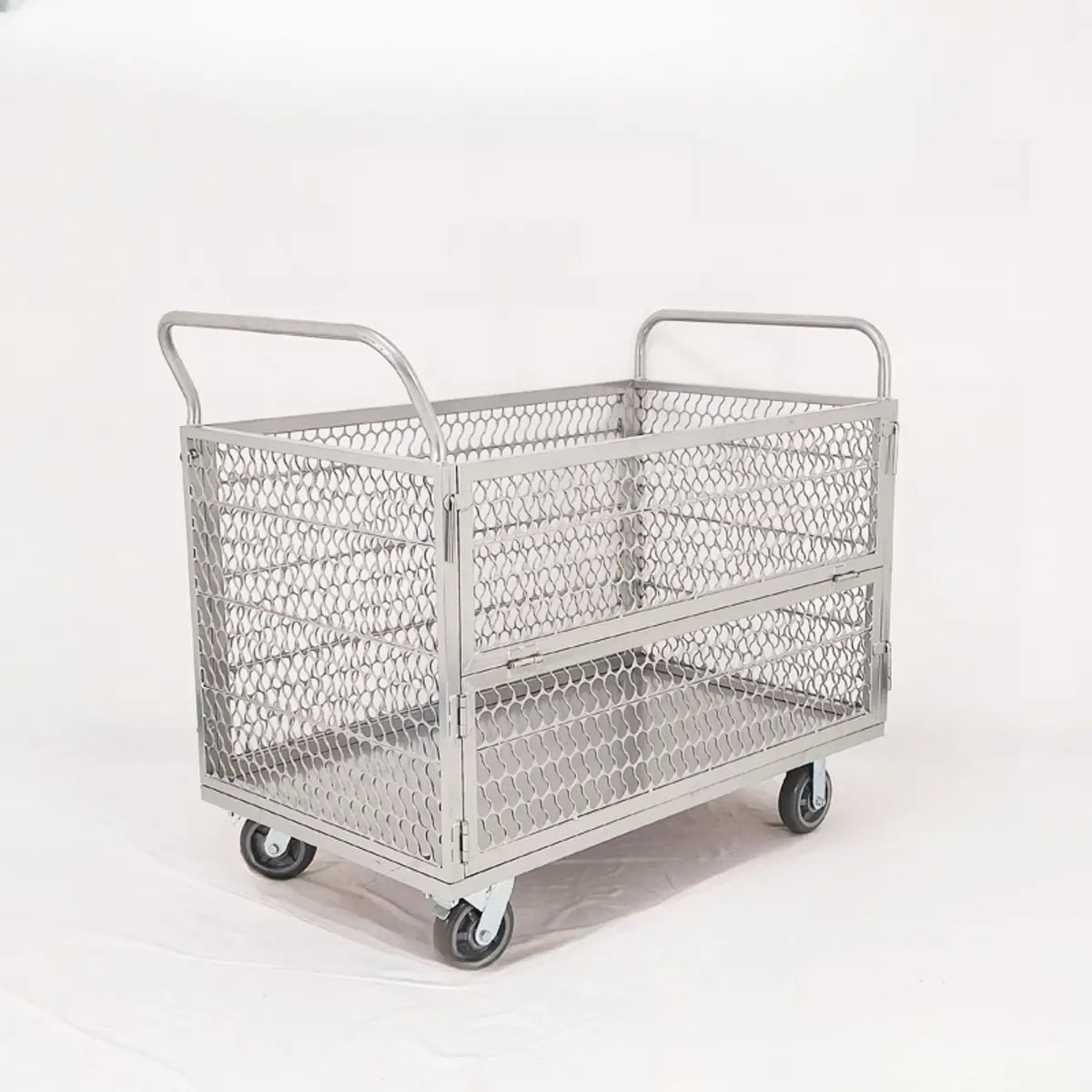 Freestanding Silver Metal Utility Carts with Shelves Image - 2