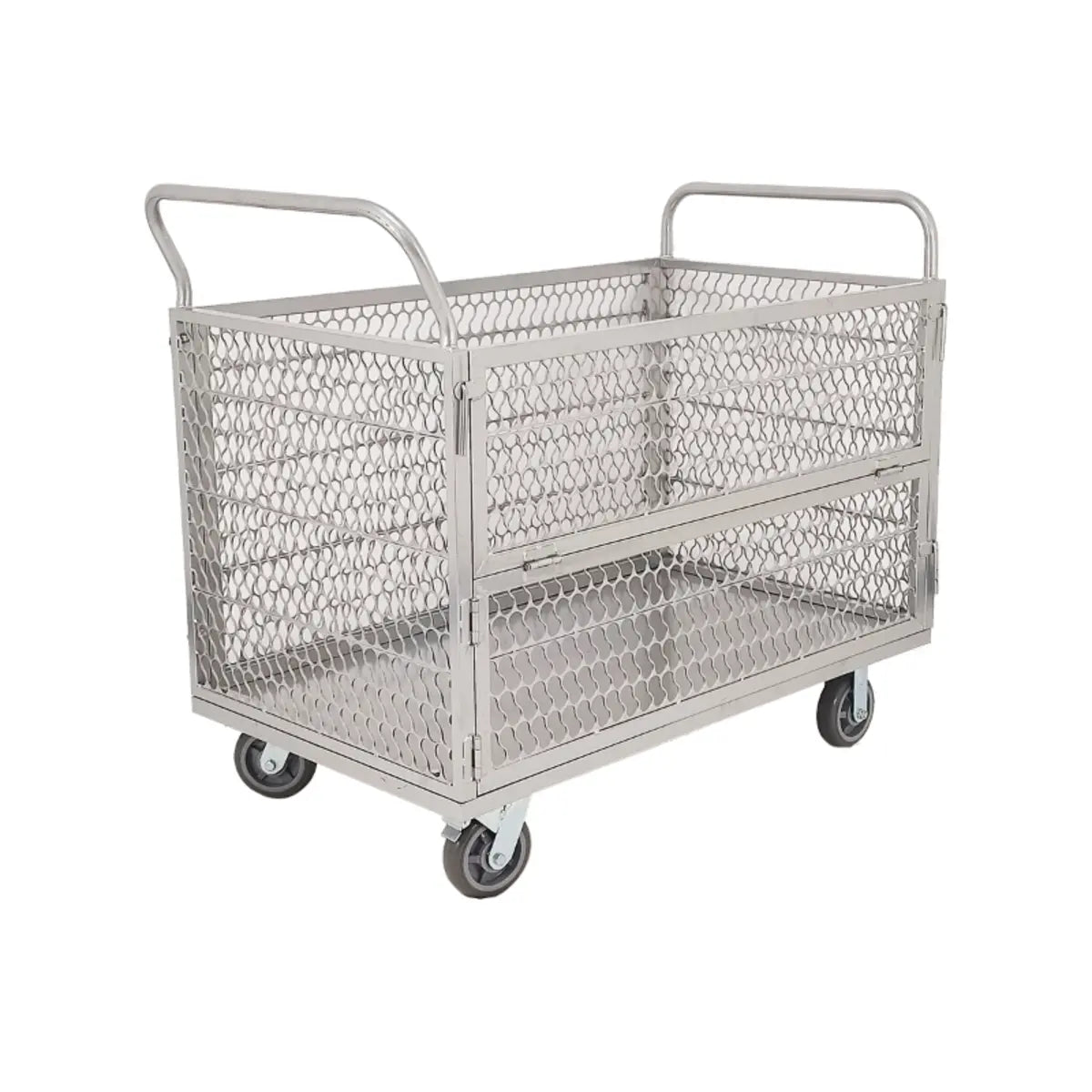 Freestanding Silver Metal Utility Carts with Shelves Image - 4