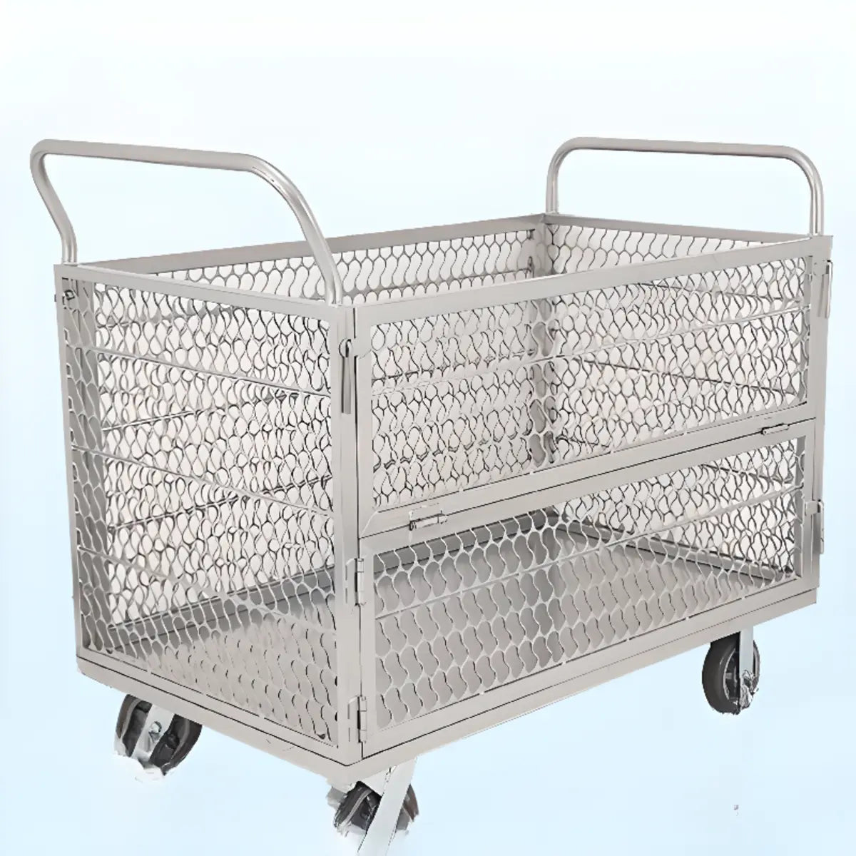 Freestanding Silver Metal Utility Carts with Shelves Image - 5