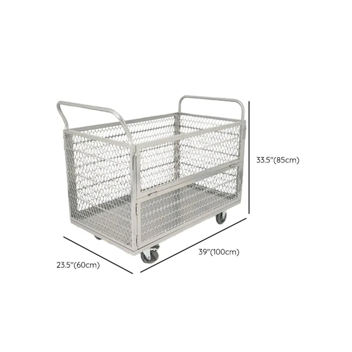 Freestanding Silver Metal Utility Carts with Shelves Image - 7