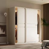 Freestanding Soft Close White Timber Large Sliding Wardrobe Image - 1