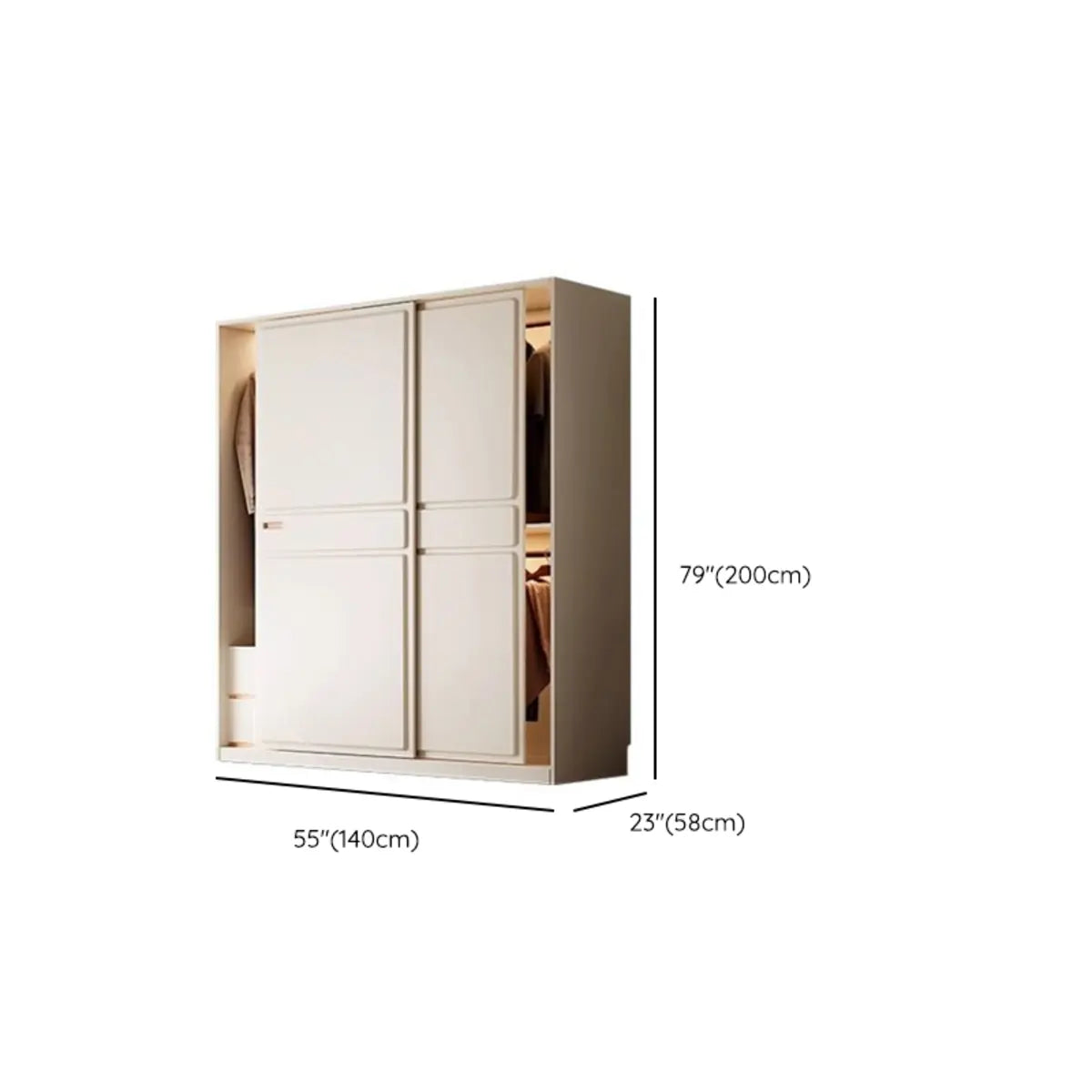 Freestanding Soft Close White Timber Large Sliding Wardrobe Image - 19