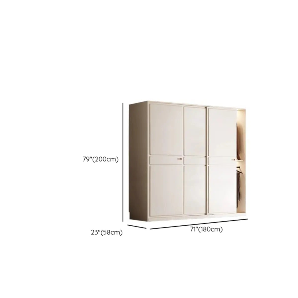 Freestanding Soft Close White Timber Large Sliding Wardrobe Image - 21