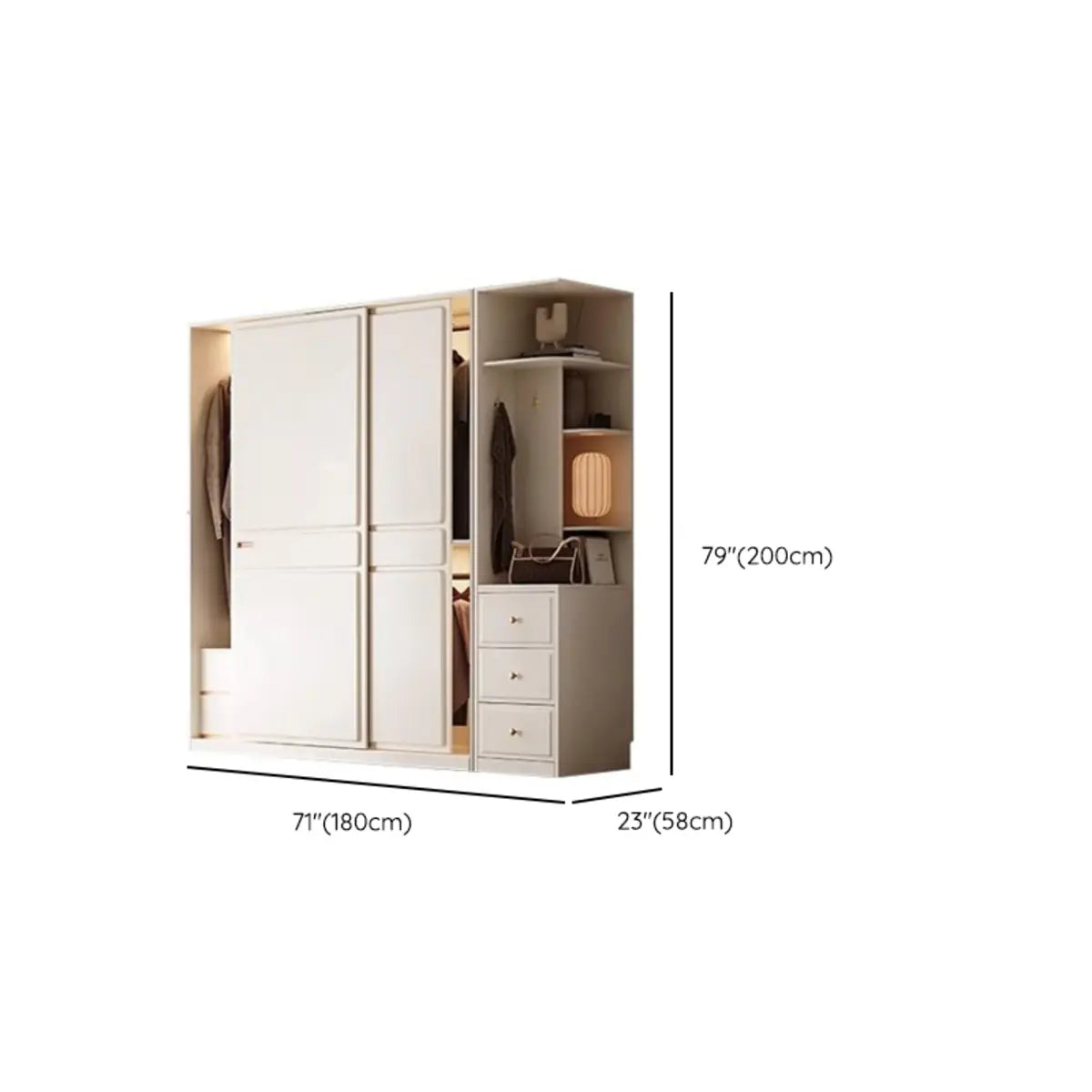 Freestanding Soft Close White Timber Large Sliding Wardrobe Image - 26