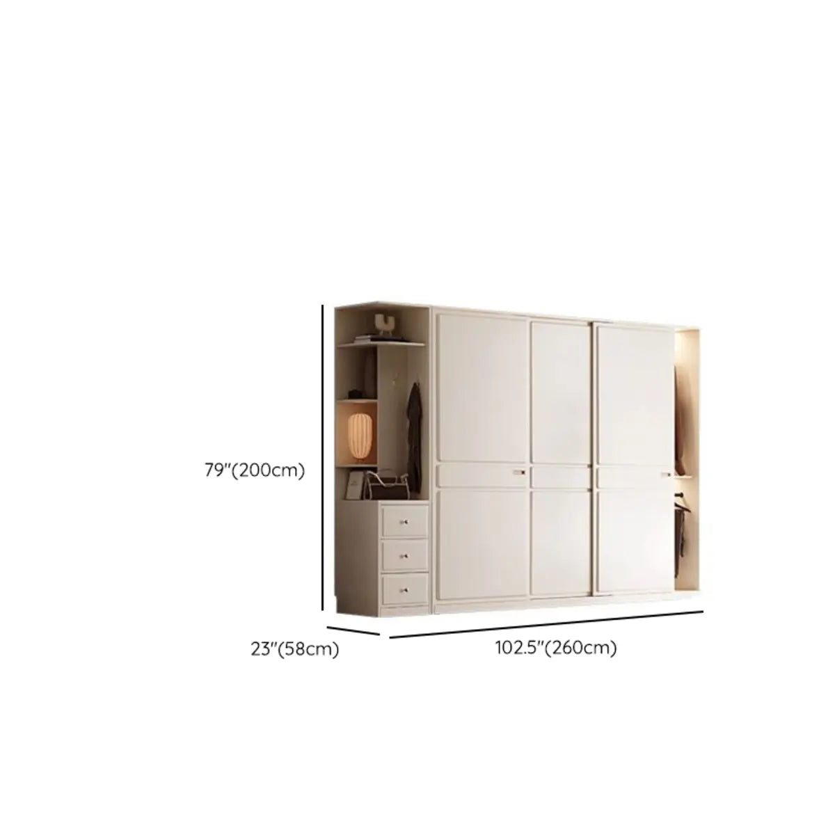 Freestanding Soft Close White Timber Large Sliding Wardrobe Image - 30