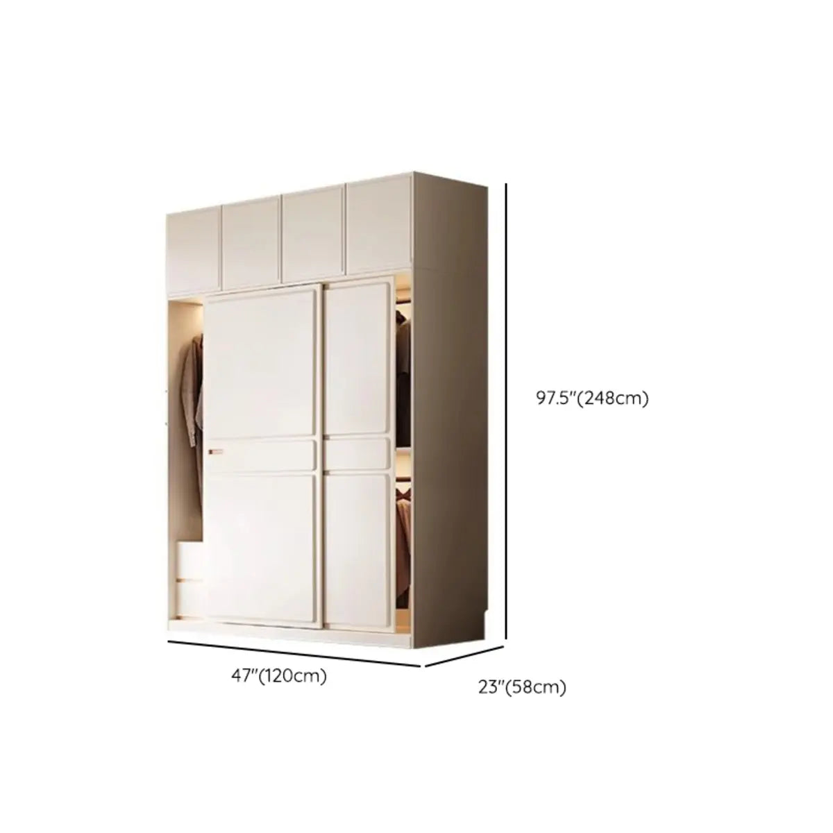 Freestanding Soft Close White Timber Large Sliding Wardrobe Image - 32