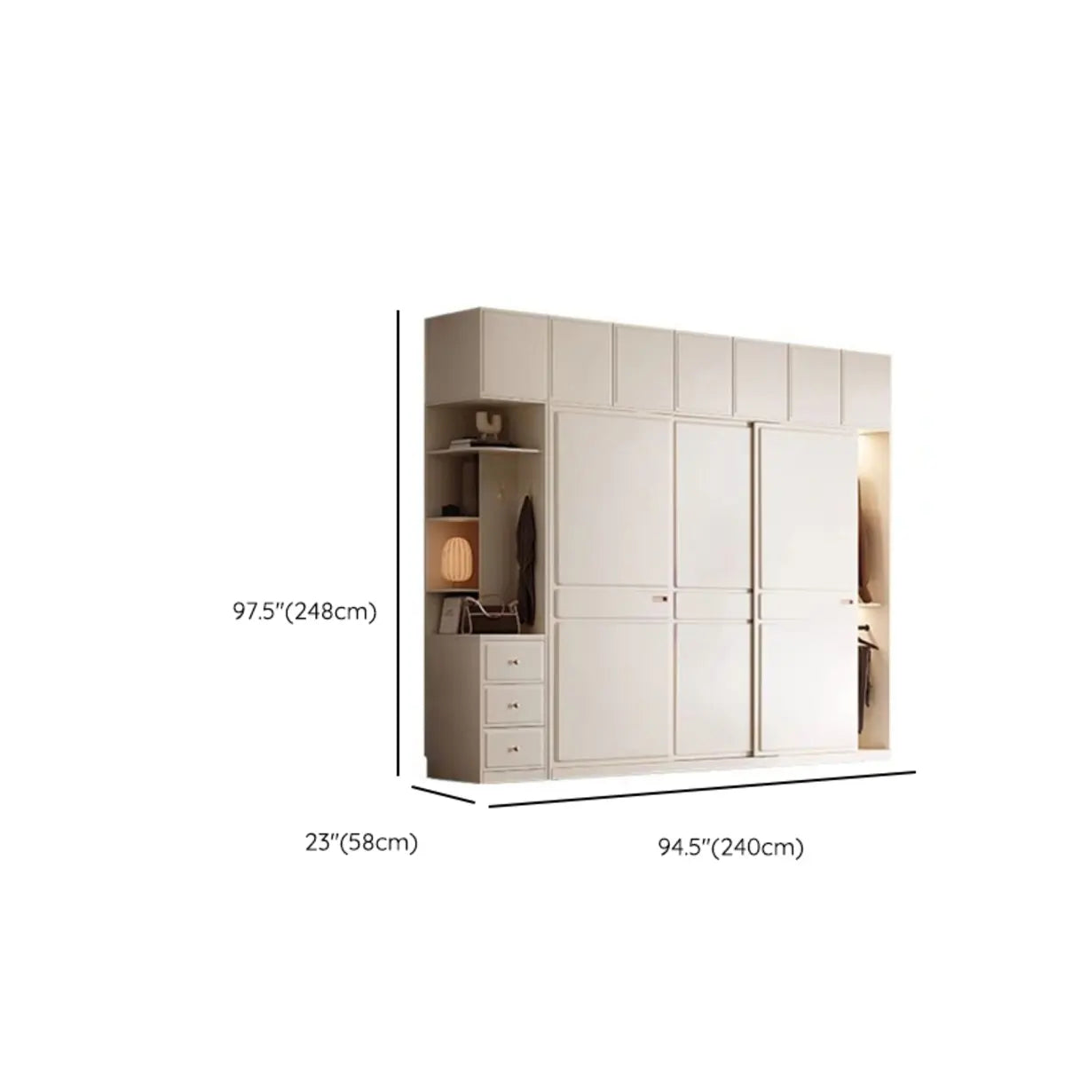 Freestanding Soft Close White Timber Large Sliding Wardrobe Image - 43