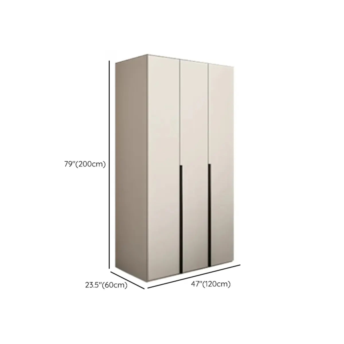 Freestanding Solid Wood Beige Large Soft Close Armoire 