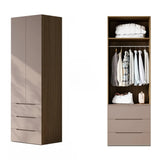 Freestanding Timber Brown Large Wardrobe with Shelves Image - 15