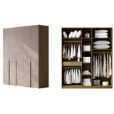 Freestanding Timber Brown Large Wardrobe with Shelves Image - 20