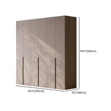 Freestanding Timber Brown Large Wardrobe with Shelves Image - 34