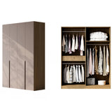 Freestanding Timber Brown Large Wardrobe with Shelves Image - 9