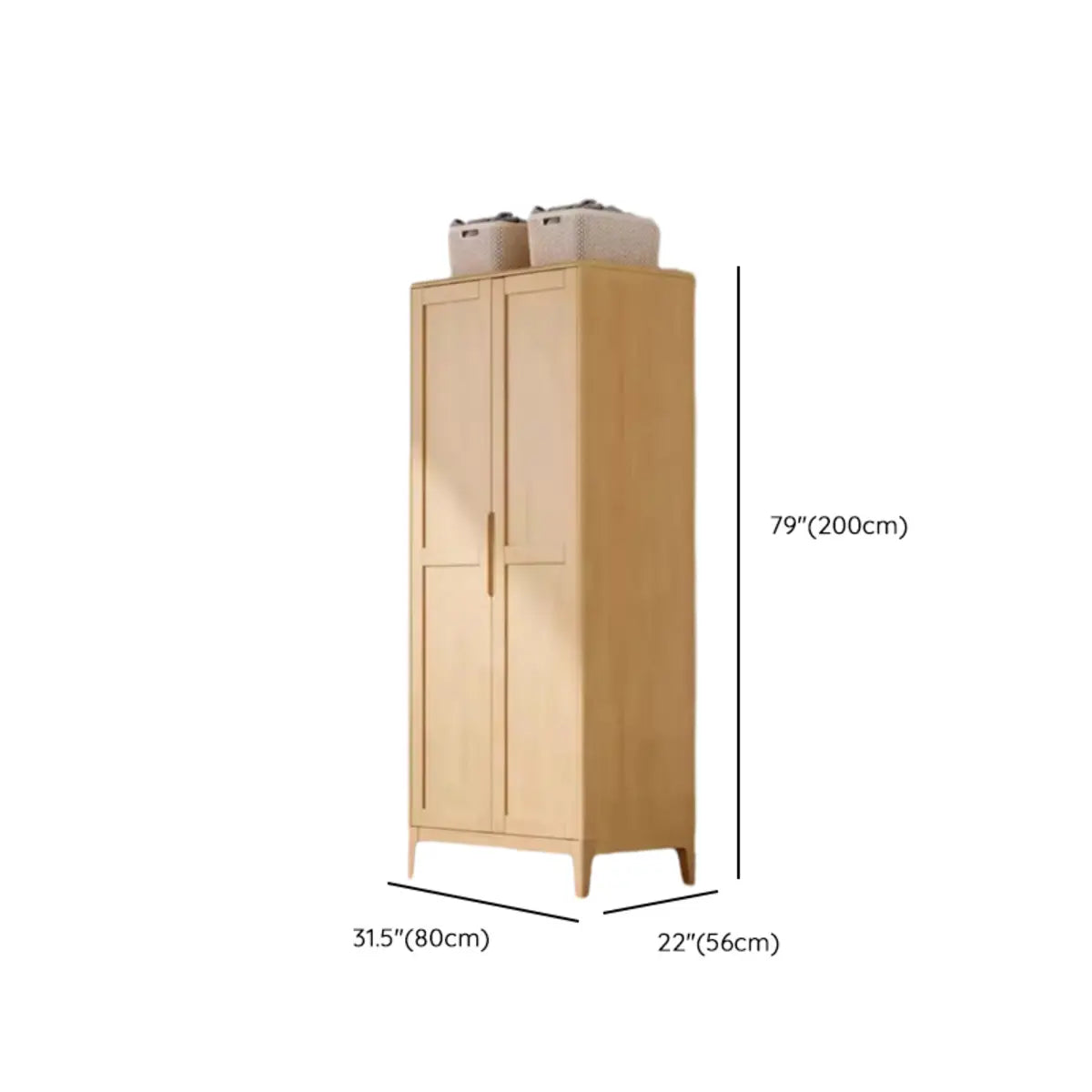 Freestanding Timber Natural Tall Storage Cabinet Armoire 