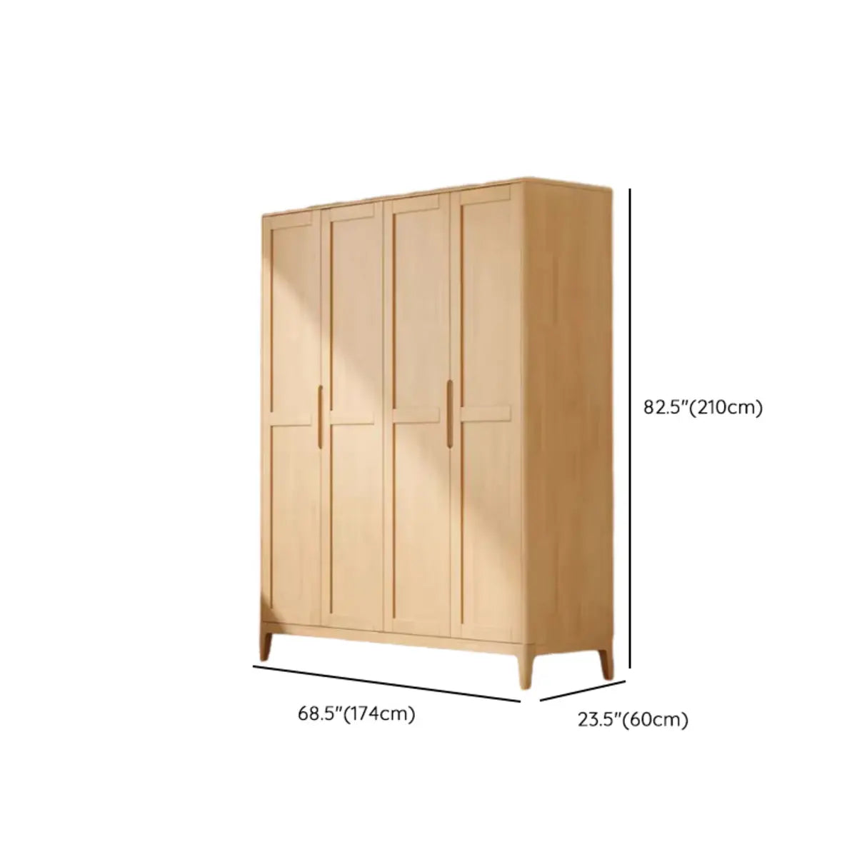 Freestanding Timber Natural Tall Storage Cabinet Armoire Image - 18