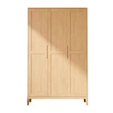 Freestanding Timber Natural Tall Storage Cabinet Armoire Image - 2